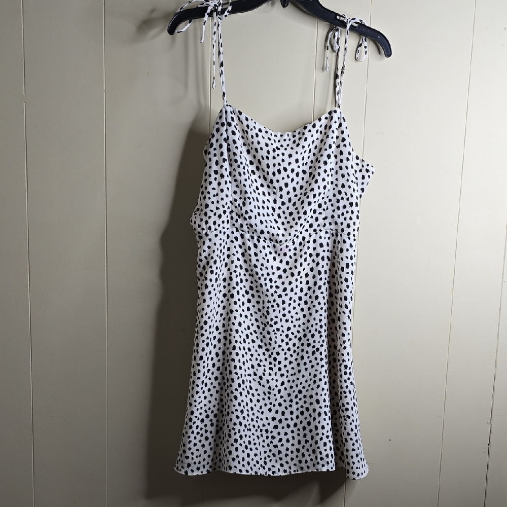 Lola & Grace White and Black Polka Dot Mini Flowy  Dress  XL